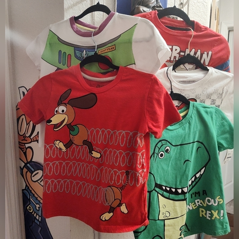 Bundle Of 6 Boys Size 8 Tees NWT NWOT & EUC Toy Story Marvel & MARIO